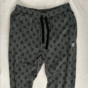 Hurley Gray Pajama Bottoms w/ Logo Pattern